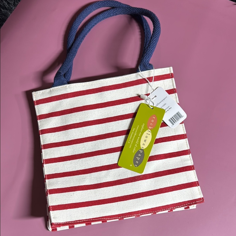 RockFlowerPaper Seashore Itsy Bitsy Red & White Striped Cotton Gift Bag NWT